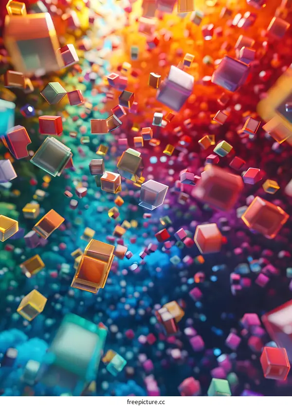 Colorful 3D Cubes Floating in a Gradient Background