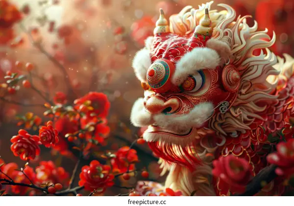 Lion Dance Performance During Lantern Festival