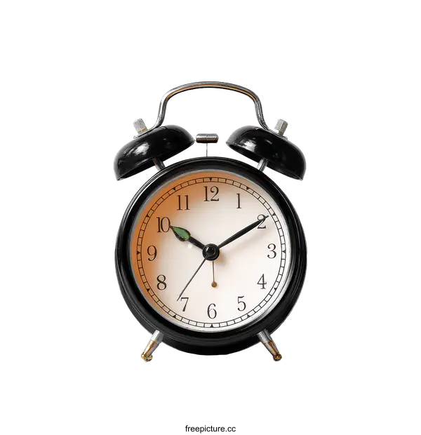 [Transparent Background PNG]Classic Retro Black Alarm Clock