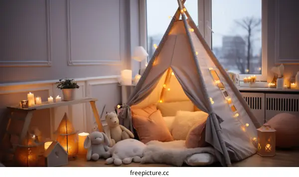Cozy Teepee Tent for Kids Indoor Playhouse