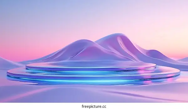 Abstract Colorful Display Podium with Mountains