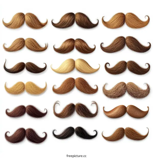 Various Realistic Mustache Styles Collection