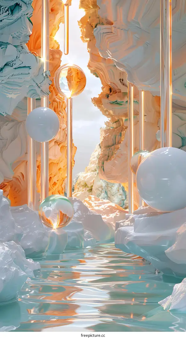 Abstract Pastel Dreamy Cave Landscape