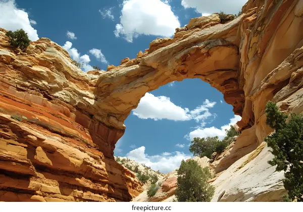 Natural Rock Arch in a Canyon