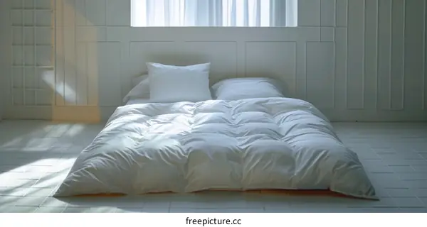 A White Bed in a Bedroom