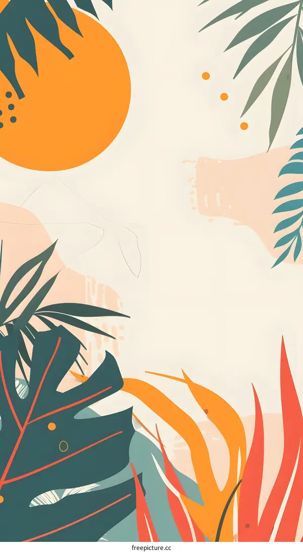 Abstract Tropical Leaves Background Illustration