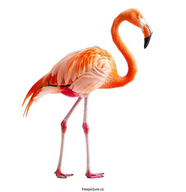 [Transparent Background PNG]A pink flamingo standing on one leg