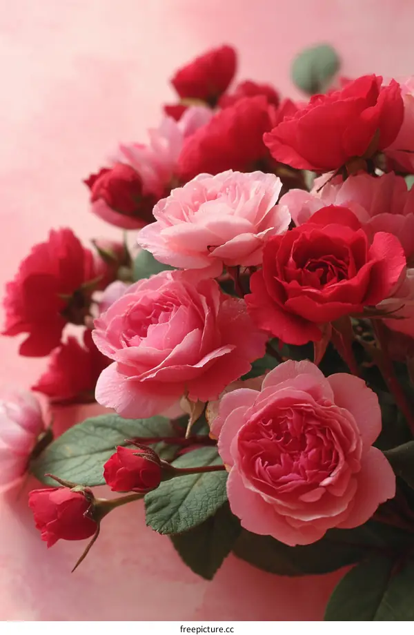 Beautiful Bouquet of Pink and Red Roses