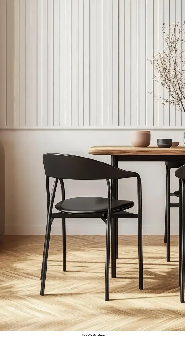 Modern Dining Area with Black Chairs
