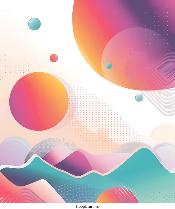 Abstract Colorful Gradient Background With Circles And Waves
