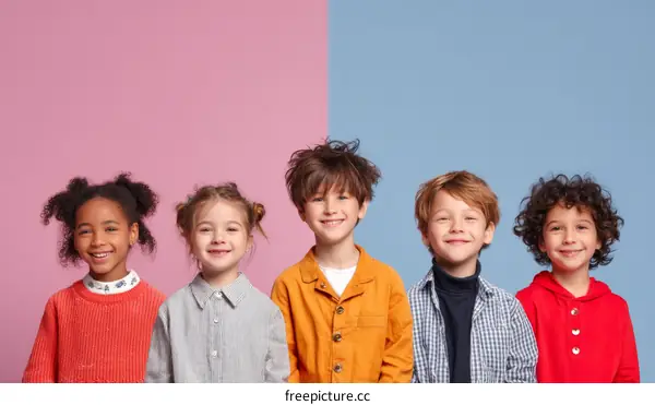Multi-ethnic Children Smiling for a Photo