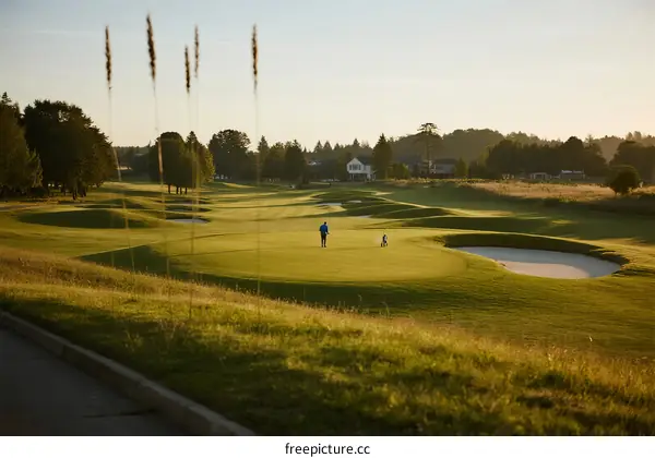 A beautiful golf course with players enjoying the game
