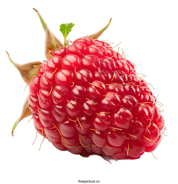 [Transparent Background PNG]single red raspberry isolated on white background