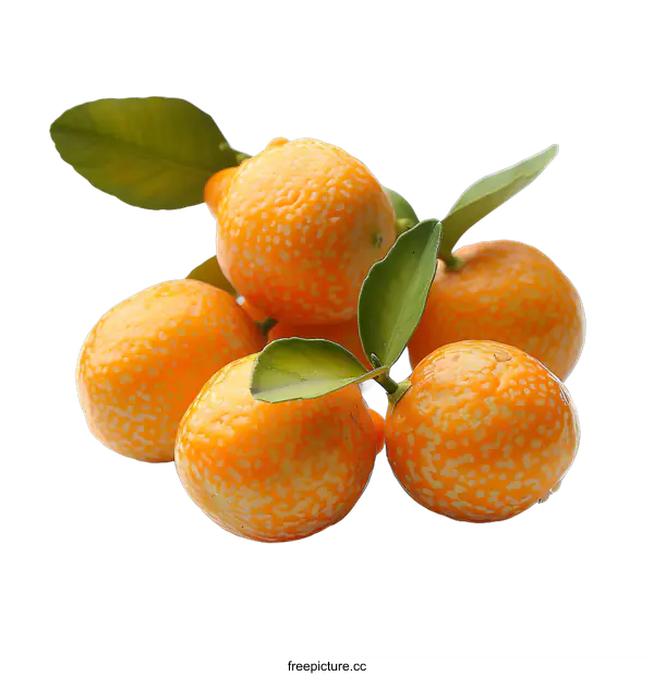 [Transparent Background PNG]A close-up image of a cluster of ripe and fresh calamondin fruits