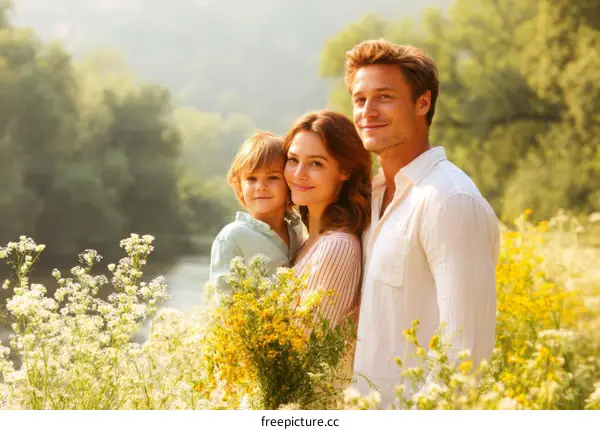 Family Portrait in a Summer Meadow