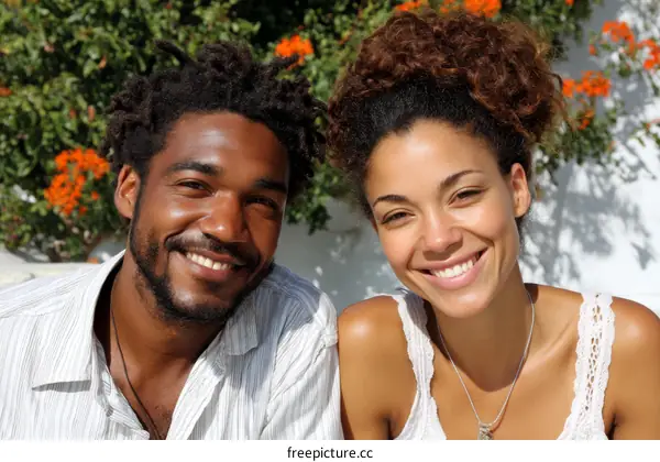 Smiling Couple Portrait Outdoors