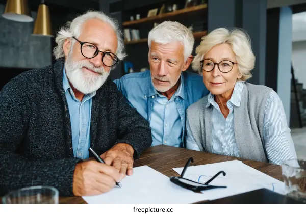 Senior Citizens Signing Important Documents