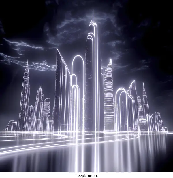 Futuristic Neon Cityscape at Night