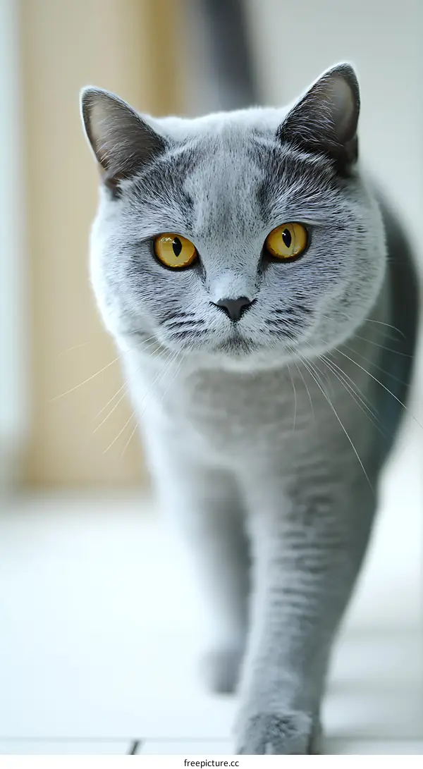 Close-up of a Grey British Shorthair Cat