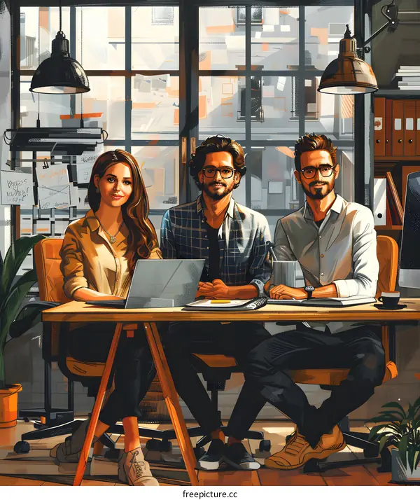 three people in a room