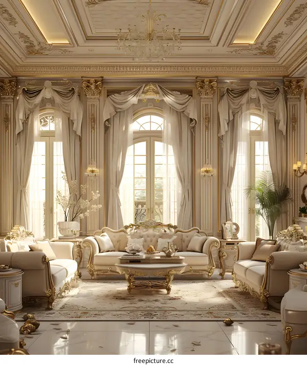 Luxury Living Room Interior Design With Gold Accents