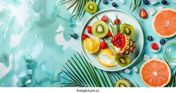 Fresh Fruit Platter with Kiwi, Pineapple and Orange