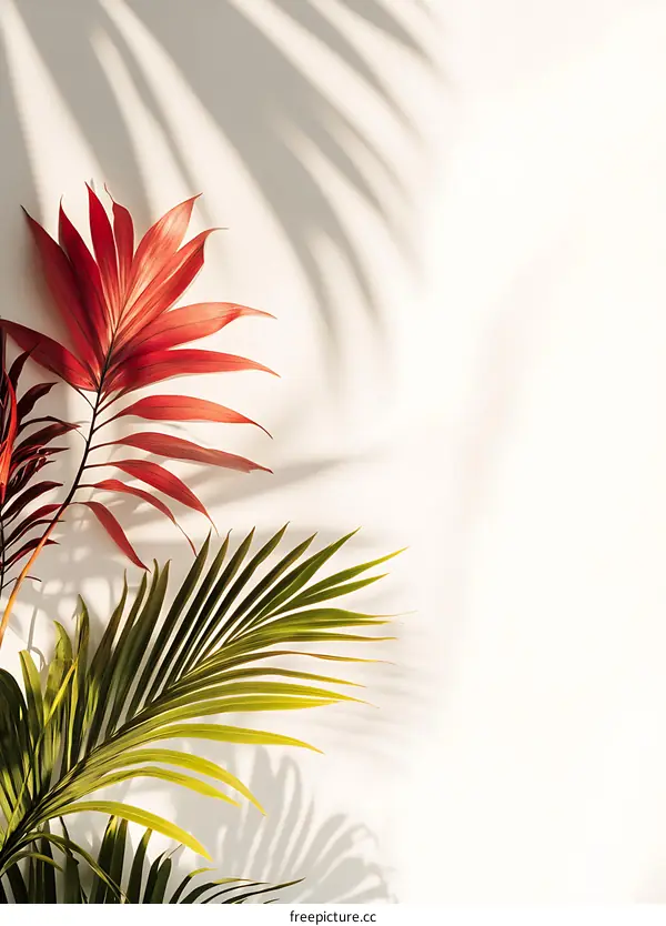 Tropical Palm Leaves on White Background