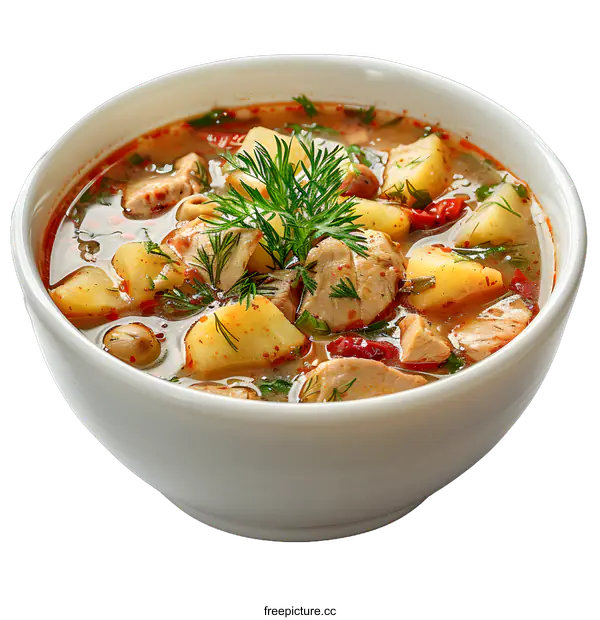[Transparent Background PNG]Bowl of Chicken and Potato Soup