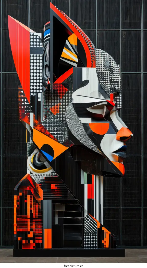 Colorful Abstract Art Sculpture of a Face