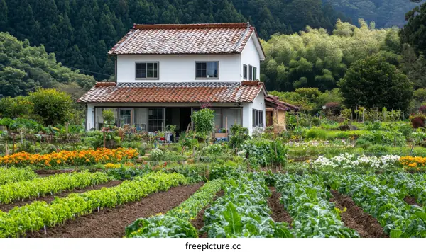 Rural Farmhouse with Vegetable Garden