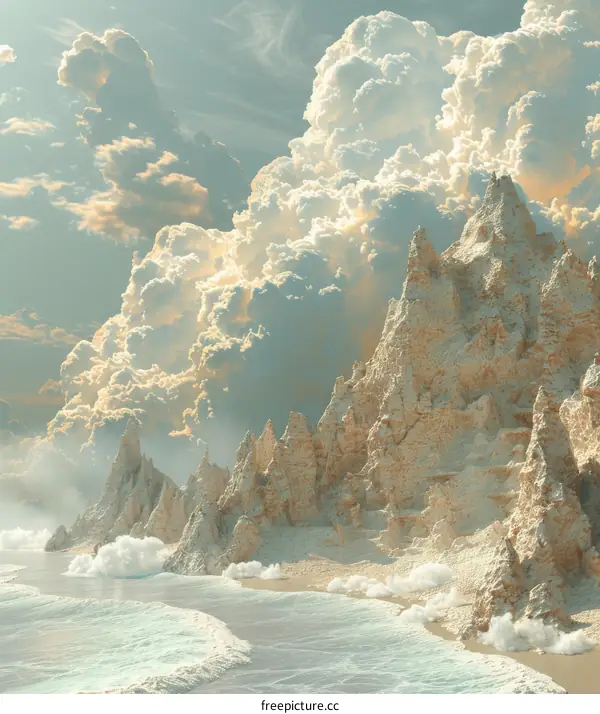 Fantastical Coastal Landscape Under Dramatic Clouds