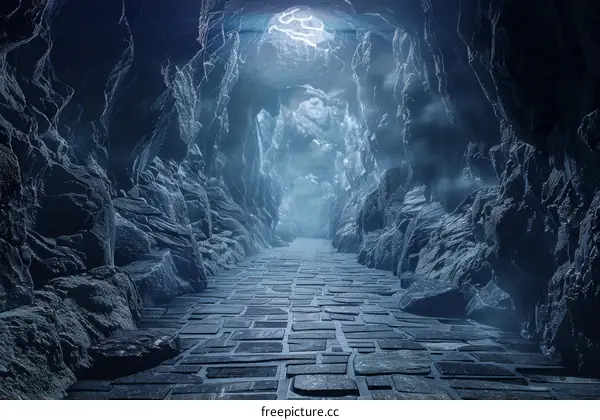 Mystical Glowing Cave Entrance