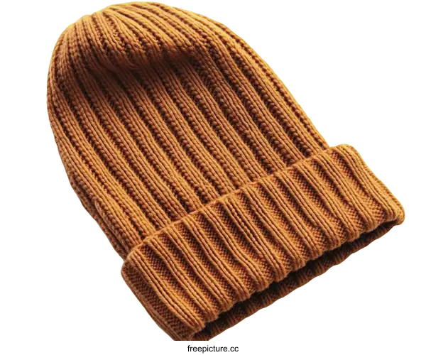[Transparent Background PNG]Warm Knitted Beanie Hat in Mustard Color