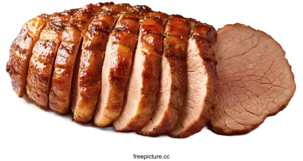 [Transparent Background PNG]Sliced Roasted Pork Tenderloin Close-up