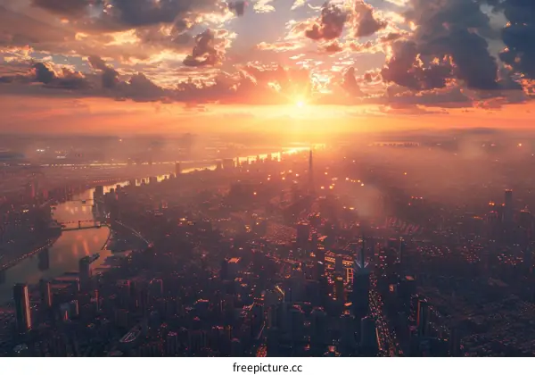 Sunrise over the City Skyline