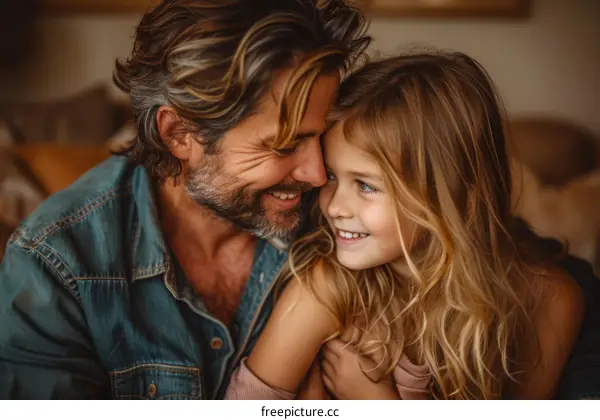 Father and daughter share a loving moment