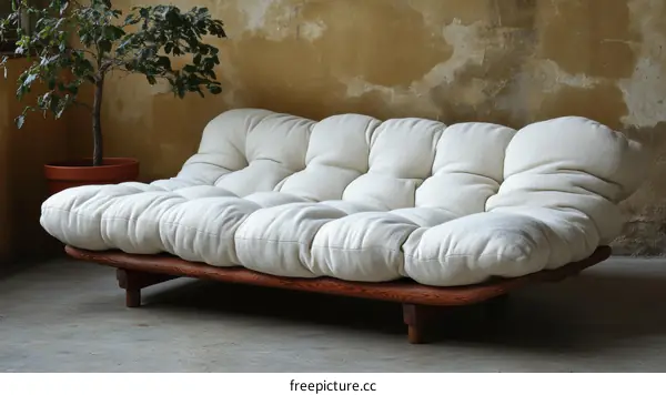 Modern Minimalist White Fabric Sofa