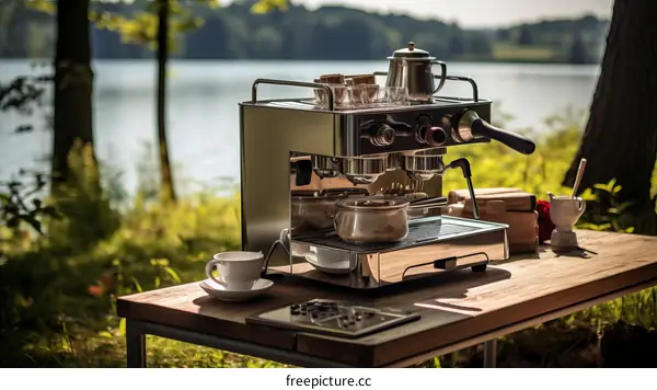 Enjoying a lakeside espresso with a view