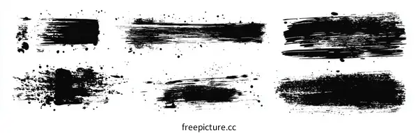 Abstract Ink Splatters and Brush Strokes Collection