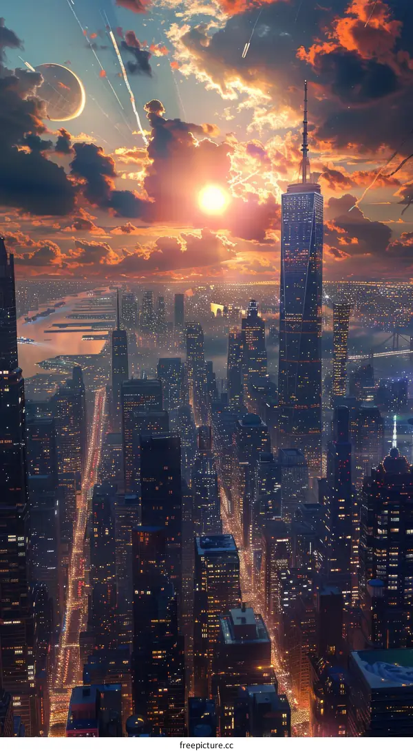 Cityscape Sunset Illustration