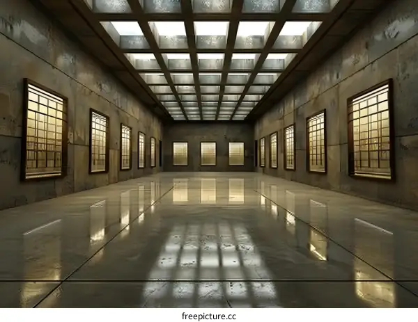 Empty Room With Multiple Windows and Grey Walls