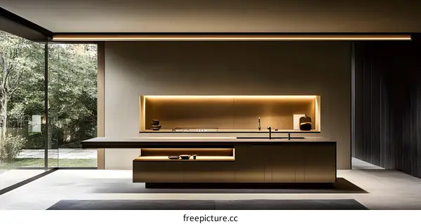 Modern Kitchen Interior Design with Minimalist Style and Gold Accents