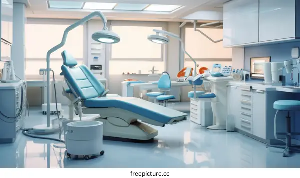 Modern Dental Clinic Interior Design with Blue and White Color Scheme