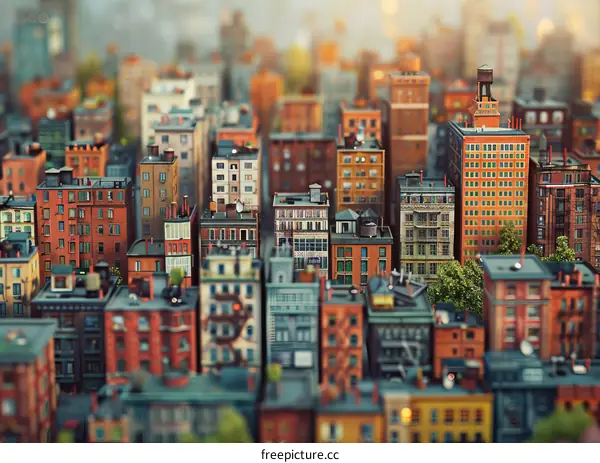 Miniature Cityscape of Buildings