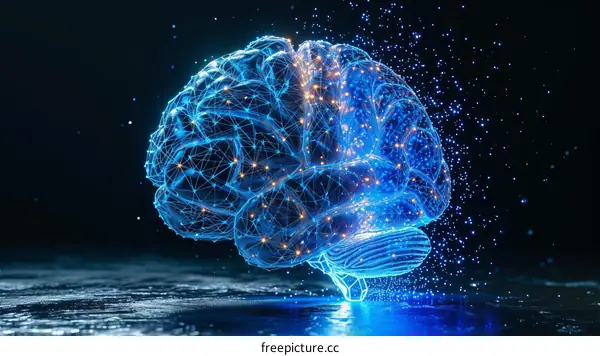 Blue glowing brain illustration