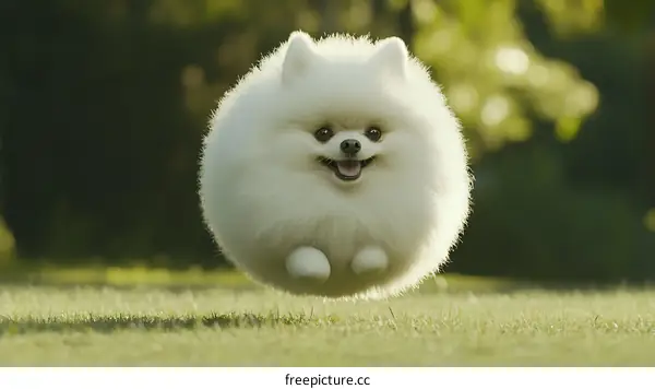 Cute Pomeranian Dog Floating in the Air
