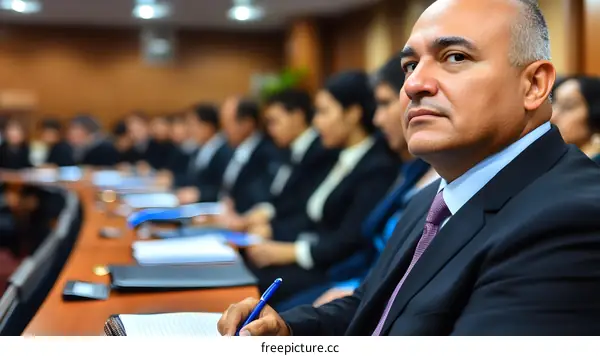 Attentive Man Taking Notes at a Business Conference
