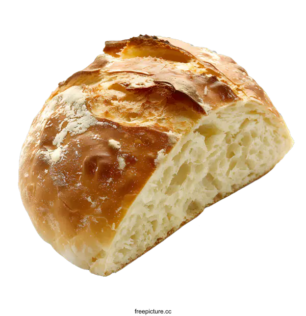 [Transparent Background PNG]Freshly Baked Crusty Bread Loaf Isolated On White Background
