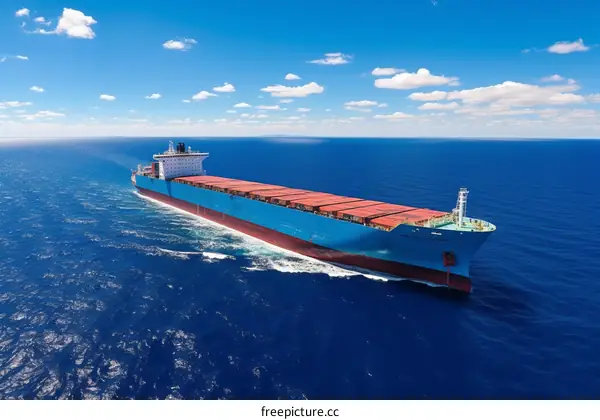 Cargo Ship Transports Goods by Sea