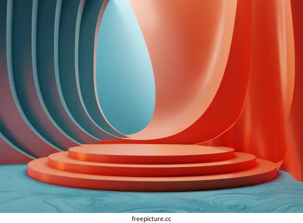 3d rendering of an empty stage with a podium in the center